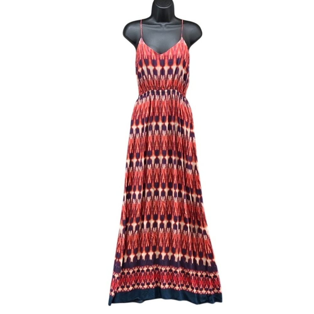 ViX Paula Hermanny Maxi Dress Womens Small Red‎ Purple Ikat Abstract Resort